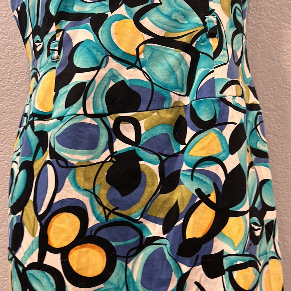 Adrianna Papell Multicolor Teal Blue Yellow Printed Sheath Dress - Picture 5 of 12